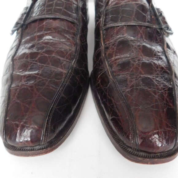 Vtg Alligator Leather Loafer Slip On Dress Shoes Size 11 A Johnson Murphy - Picture 2 of 12